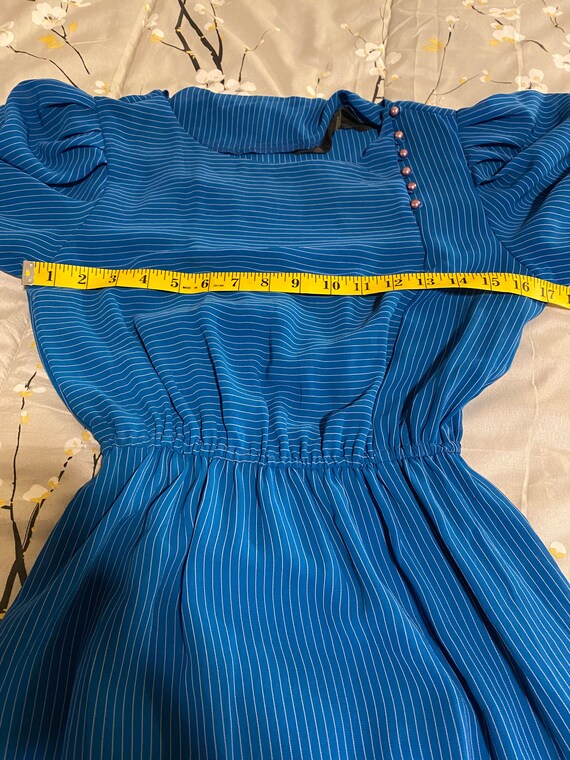 1970s semi sheer blue striped dress small - image 5