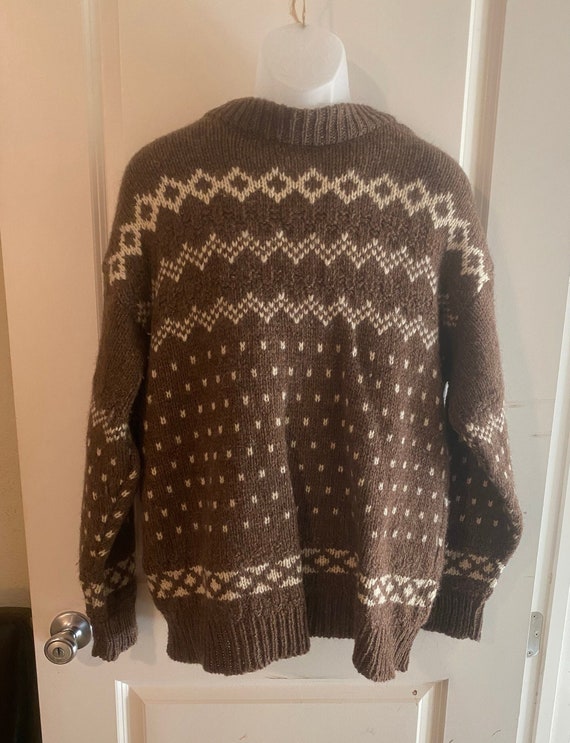 Vintage Icelandic Pure Wool Sweater Knitted In Gr… - image 1