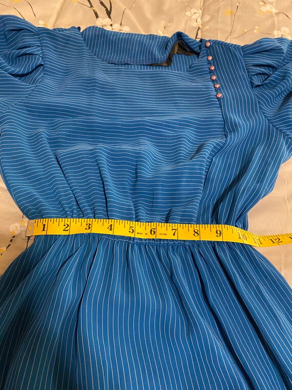1970s semi sheer blue striped dress small - image 6
