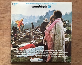 Set de 3 discos de vinilo originales vintage "Woodstock" Cotillion Records SD3-500 de 1970. Vinilo VG+. Reproducción probada. Ver fotos.