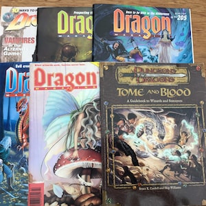 Vintage Dragon Magazine/Dungeons and Dragons Guidebook Lot of 6 Very Good Condition From 1990&#39;s Role-Playing Games Magazine and Book