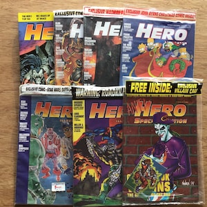 Lot/Bundle of 7 Vintage &quot;Hero Illustrated&quot; Comic Book Magazine Excellent Condition From 1990&#39;s See Pictures