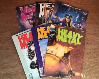 Vintage Heavy Metal Magazine Lot of 6 Issues Varies Years From 1970's Thru 2000's Very Good Condition The Adult Illustrated Fantasy Magazine