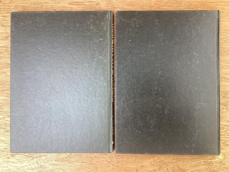 Puede incluir: Dos libros de tapa dura con cubiertas de color gris oscuro se muestran uno al lado del otro sobre una superficie de madera. Los libros tienen un aspecto ligeramente texturizado. Los lomos son visibles y las p&aacute;ginas est&aacute;n encuadernadas. Los libros son probablemente para leer o coleccionar.