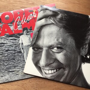 May include: Two vinyl records, one with a black and white photo of a man with a smile and the text "ROBERT PALMER - RIPTIDE", the other with a red and white design and the text "ROBERT PALMER - Clues"