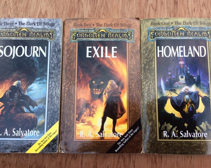 Vintage Realms the Dark Elf Trilogy Homeland Exile Sojourn by R. A. Salvatore