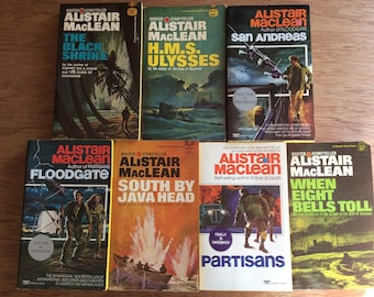 Lote de 7 libros antiguos de Alistair MacLean sobre acción, suspenso y ficción. Libros de bolsillo. Muy buen estado. Ver fotos.