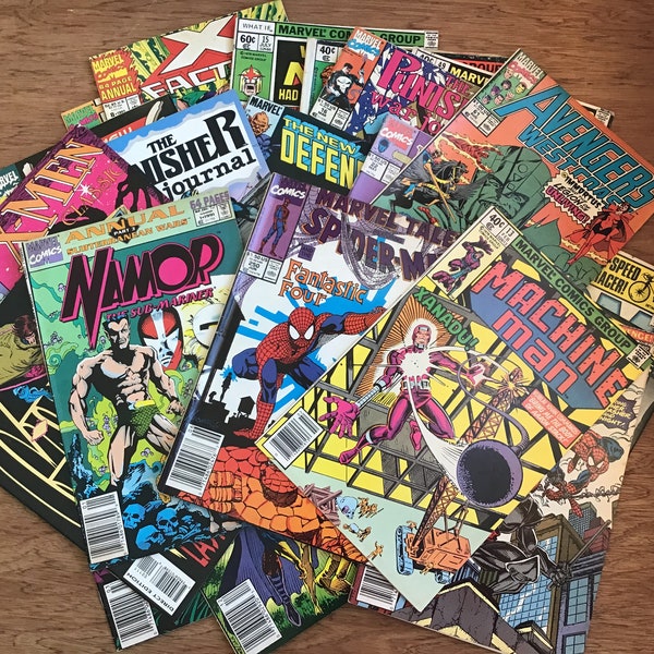 Vintage Marvel Comics Lot of 25 Very Good Readers From 1970's,80's & 90's Spiderman-New Defenders-Conan-Punisher Plus Many More See Pictures