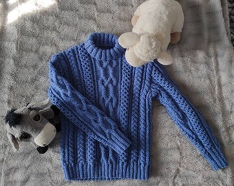 Pull Fait Main Pour Fille 6 Mois - Laine Blanche, Lilas Et Violet - Neuf Sans étiquettes