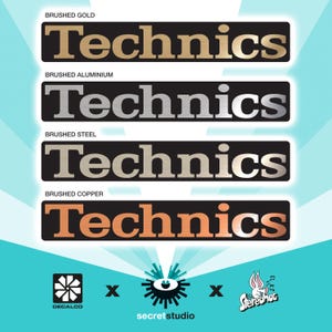 Technik - Gebürstetes Metall Aufkleber Aufkleber - Gold - Aluminium - Stahl - Kupfer - DJ-Plattenspieler - Mixer - Laptop - Rekordbox