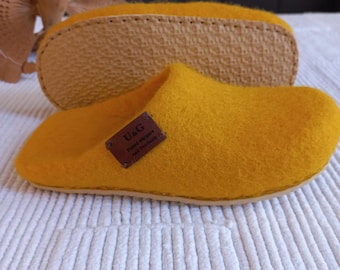 Felted Wool Kids Slippers, Handmade Toddler Non-Slip House Shoes