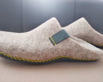 Warm felted wool slippers with non-slip sole Handmade eco-friendly house slippers women in natural colours  Gift for mom Gift for wife