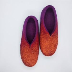 Felted Wool Slippers: Women&#39;s Non-Slip Home Shoes, Fall Colors