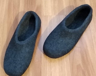 Wool slippers men with leather or rubber sole Felt slippers men Handmade boiled wool slippers Gift for him Indoor slippers