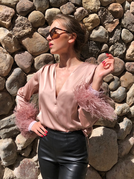 Bluse feder ärmel Clearance