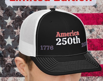 Embroidered American Pride 1776 Trucker Hat, USA 250th Anniversary 2026
