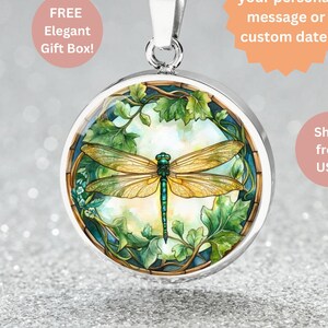 Engraved Dragonfly Necklace Personalized Jewelry Gift Unique Holiday Pendant Bracelet Keyring Birthday