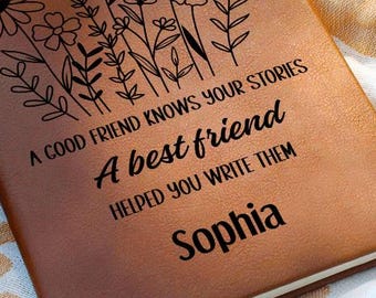 Custom Name Best Friend Journal Personalized Sentimental Vegan Leather Notebook Christmas Unique Holiday Gift Stocking Stuffer