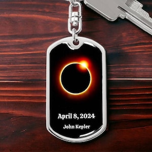 Personalized Solar Eclipse Keychain, Diamond Ring Keychain, 18k Gold Keychain, Sun Moon Keychain, Custom Total Eclipse Memento,