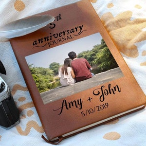 Personalized Anniversary Journal Gift, Gift For Women, Men, Couples, Customized Notebook, Custom Diary for Couples, Vegan Leather Journal,
