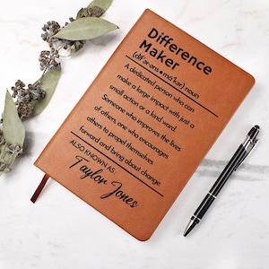Personalized Journal, Custom Difference Maker Gift, Difference Maker Definition Gift, Mentor Appreciation Gift Leader Present,