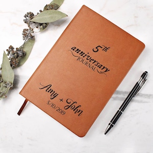 Personalized Anniversary Journal Gift, Gift For Women Men Couples, Customized Notebook, Custom Diary for Couples, Vegan Leather, Valentines,