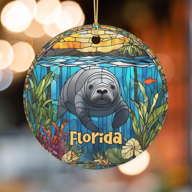 Tropical Manatee Ornament Christmas 2025 Gift Unique Holiday Gift