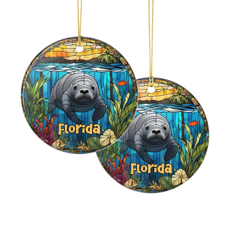 Tropical Manatee Ornament Christmas 2025 Gift Unique Holiday Gift
