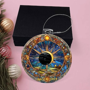Custom Solar Eclipse 2024 Ornament, Eclipse Keepsake, Eclipse Souvenir Gift, Celestial, Holiday Gift, Total Eclipse Decor, Sun Eclipse Gift image 4