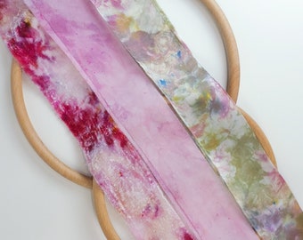 Silk Art Ribbons 》"English Garden" 》Hand-dyed Hand Torn Ribbons 》Velvet, Satin, Crepe