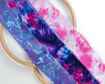 Silk Art Ribbons 》"Nebula" 》Hand-dyed Hand Torn Ribbons 》Velvet, Satin, Crepe