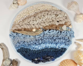 Beachcomber Woven Wall Art / 10" Round Textile Wall Hanging