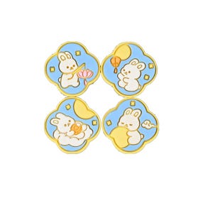 Set of 5Pcs Mid-autumn Festival Rabbit Cookie Molds, Cookie Cutter, Cookie Embosser, Cookie Press, Cookie Stamp, Bunny, Mooncake Festival