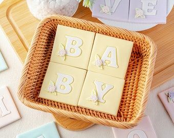 Set of 4Pcs BABY Cookie Molds--Square and Letters, Cookie Cutter, Cookie Embosser, Cookie Stamp, Cookie Press, Biscuit Cutter, Biscuit Mold