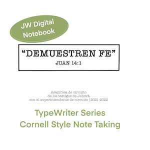 JW Notebook Demuestren Fe 2021-2021 Digital NoteBook PDF Download TypeWriter Series Cornell Style Note Taking Spanish Version