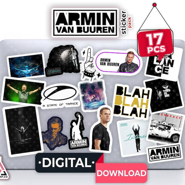 DJ Armin Van Buuren | EDM Sticker | 17pcs | Downloadable Digital PNG Files, Printable Decals | Cricut | Silhouette Cameo