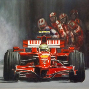Ferrari Pit Stop - Biglietto di auguri da un dipinto originale di David James