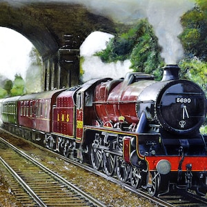 LMS Jubilee Class 5690 Leander, cartão de felicitações, de uma pintura original de David James
