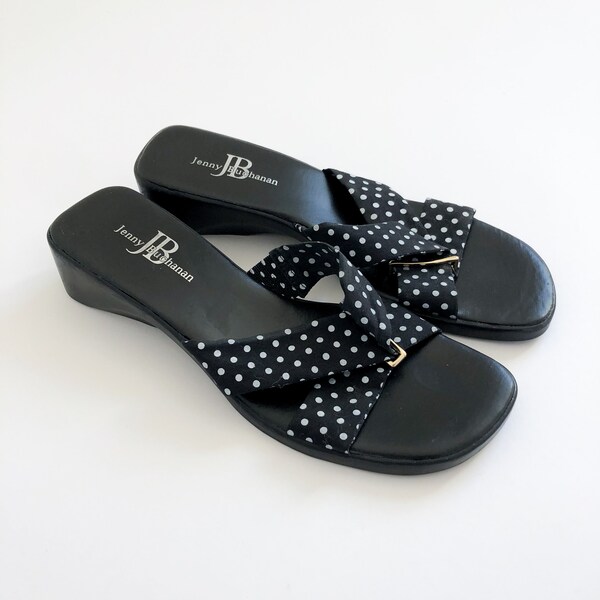 90's Vintage "Jenny Buchanan" Polka Dot Strap Sandals