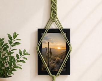 Macrame Photo Hanger | Chevron Designs | Beaded Designs