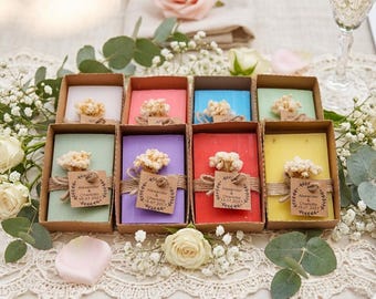 Personalized Wedding Soaps Favors in Bulk for Guests, Custom Bridal Shower Soap Favor Box, Baby Shower Favors, Rustic Event Gift Soaps