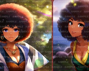 Unique Black Anime style Girls Melanin Black Women Clipart Wall Art  Instant download Digital art Cute character Diversity