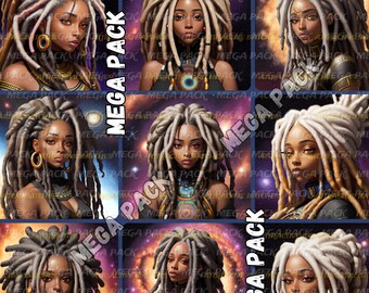 Melanin Goddess Mother Earth Inspired Clipart Wall Art Black Woman Projects Journals Deco Mega Pack
