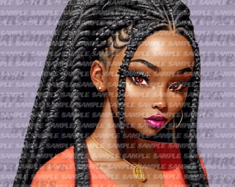 Magic Melanin African American Woman Braids Brown Skin MelaninWoman Instant Download