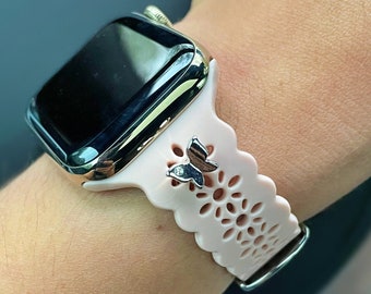 Butterfly Apple Watch Band 9 8 7 6 5 4 SE, Strap Decorated with Butterfly Stud Charm, Apple Watch Chic Bracelet 38 40 41 42 44 45mm