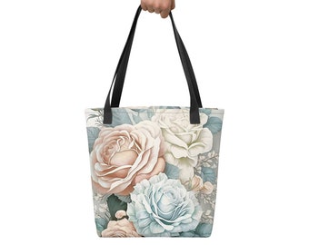 シャビーシックなパステルローズトートバッグ、ファッションウィークエンドトート、フレンチロマンティックスタイルトートバッグ、カジュアルスタイリッシュトートバッグ、ビーチトート、ショッピングバッグ