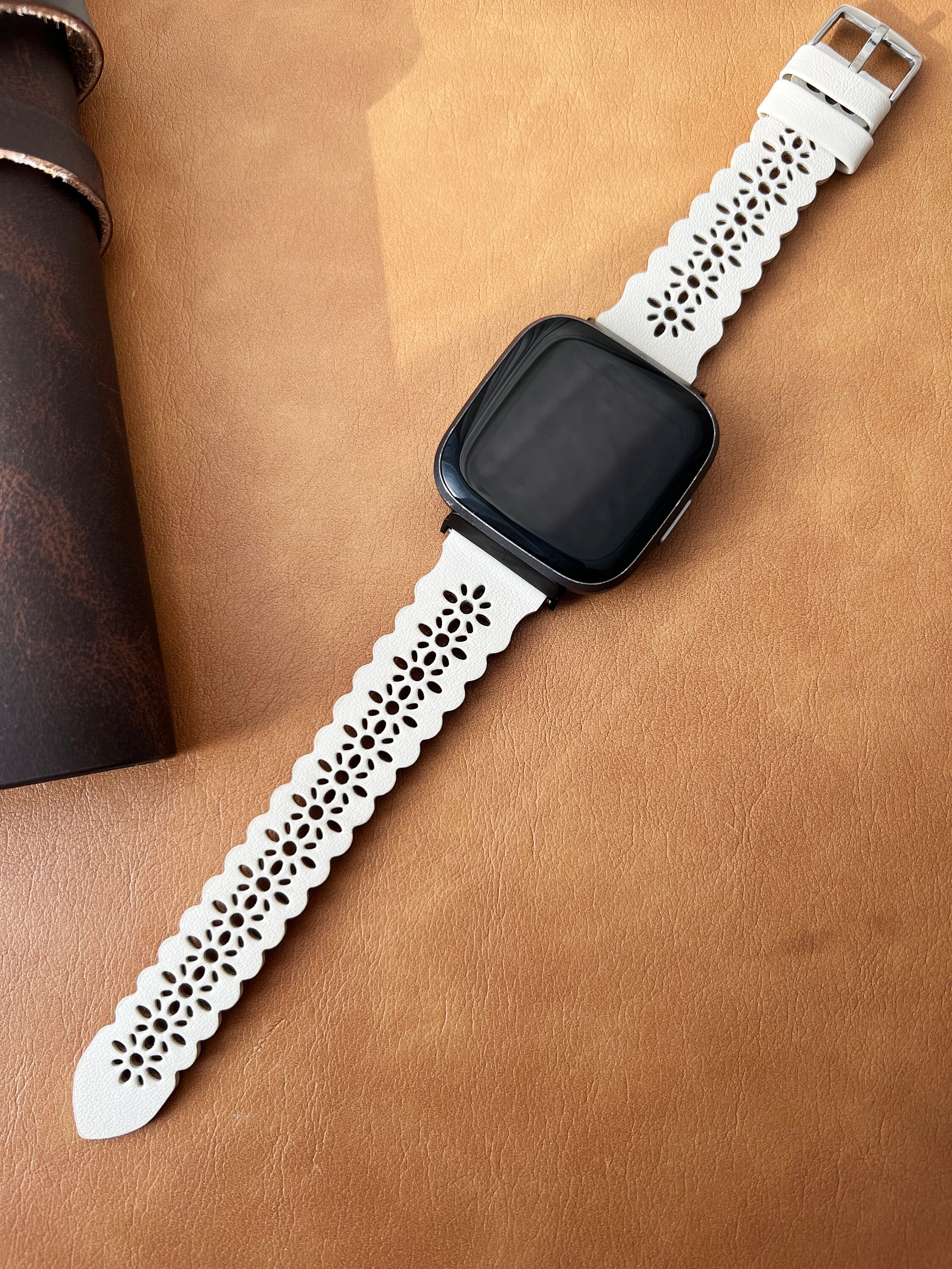 Fitbit Versa 2 Black Leather Double Strap Bracelet Black Double Wrap Soft Leather Band Strap for Fitbit Versa 2  main image 2