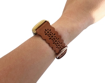 Fitbit Charge 6 5 Watch Band Lace Leather Floral Wristband for Charge 5 Dressy Casual Fitbit Charge 5 Strap Charge 5 6 Bracelet