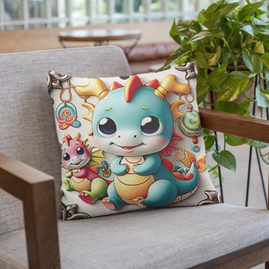 Adorable Baby Dragon Decorative Pillow - A Cozy Companion for Fantasy Lovers! baby room decor, nursery cushion, baby-shower gift, kids decor