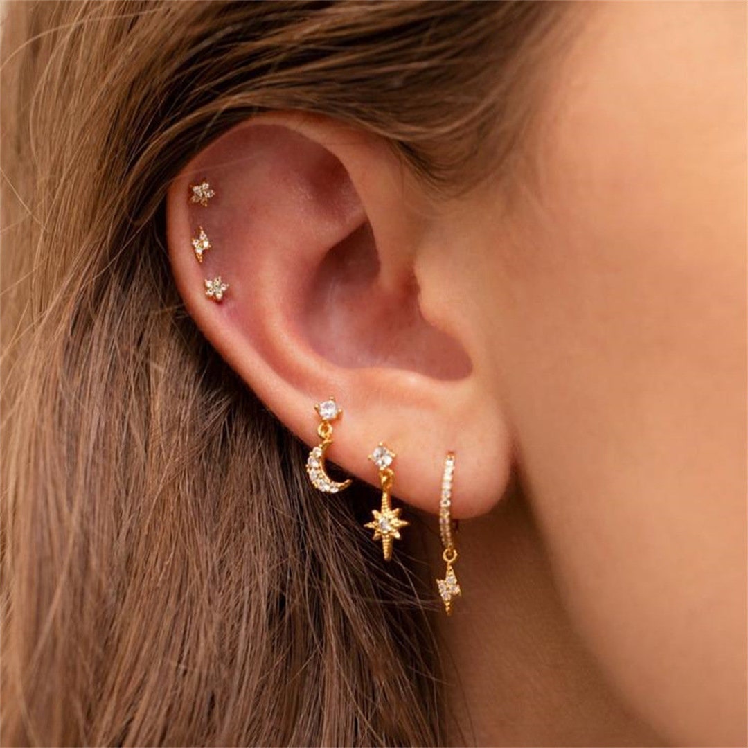Amazon.com: 2 Hole Earring Multiple Lobe Piercing - Chandelier Statement  Earrings Double Pierced Ear - Unique Unusual Wedding Bridal Earrings  (Sterling Silver, For Both Ears) : Handmade Products